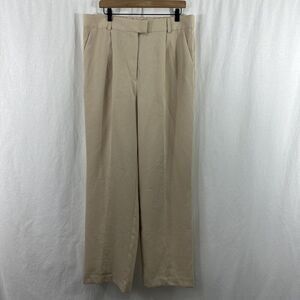 H&M Khaki Tan Wide Leg Elastic Back Trouser Pants Womens Size 16 Career